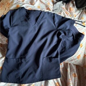 Navy Straight-Leg Women's Scrub Pants & Top Set